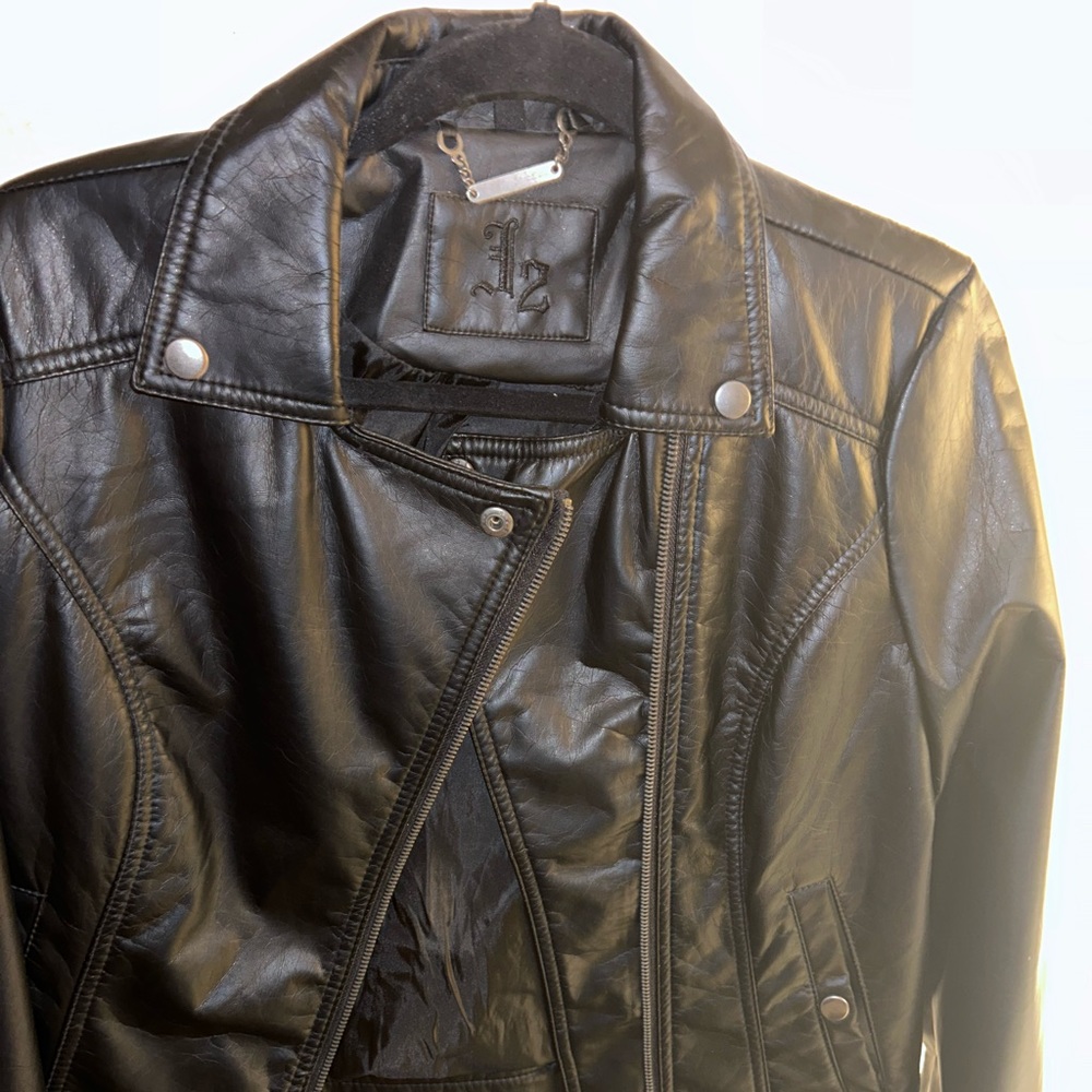 J2 Faux Black Leather Moto Jacket - Sz L